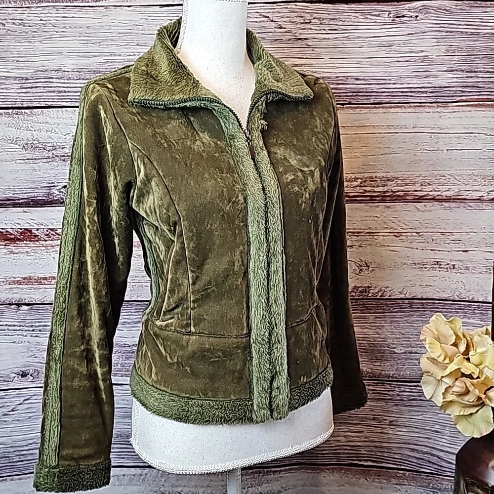 EFFECI ARMY GREEN VALOR AND FAUX FUR SHORT JACKET - Picture 1 of 15